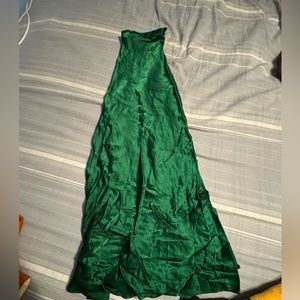 ZARA satin green maxi skirt